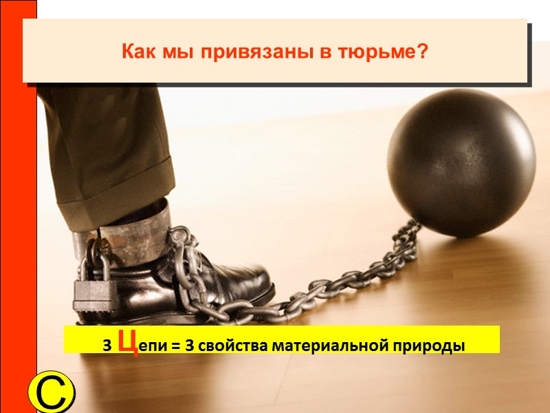 Как мы привязаны в тюрьме?  3 Цепи = 3 свойства материальной природы C